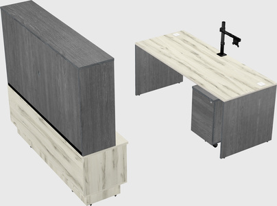 Parallel desk with low credenza