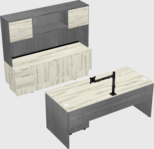 Parallel desk with low credenza