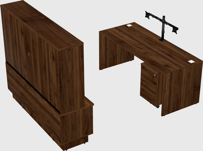 Parallel desk with low credenza