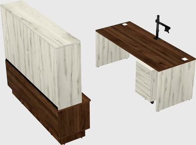 Parallel desk with low credenza