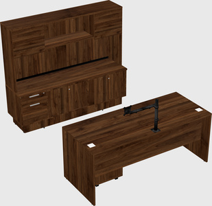 Parallel desk with low credenza