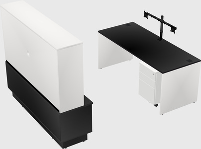 Parallel desk with low credenza