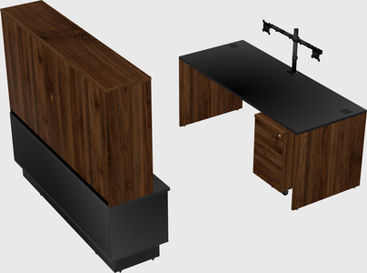 Parallel desk with low credenza