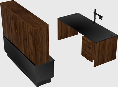 Parallel desk with low credenza