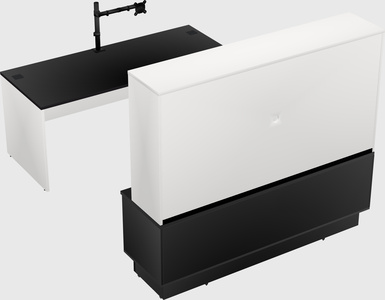 Parallel desk with low credenza