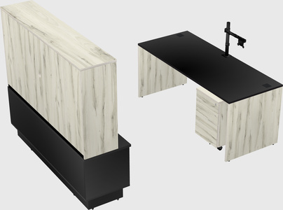 Parallel desk with low credenza
