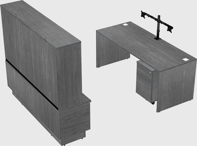 Parallel desk with low credenza