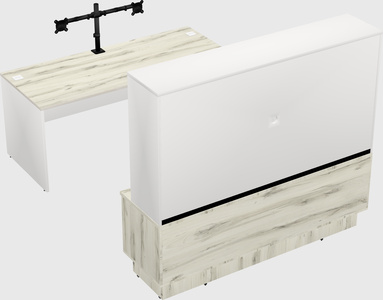 Parallel desk with low credenza