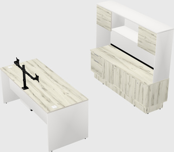 Parallel desk with low credenza