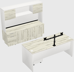 Parallel desk with low credenza