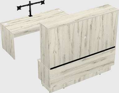 Parallel desk with low credenza