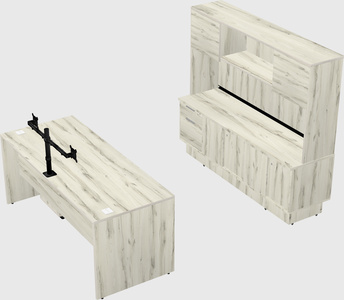 Parallel desk with low credenza