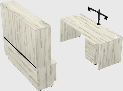 Parallel desk with low credenza