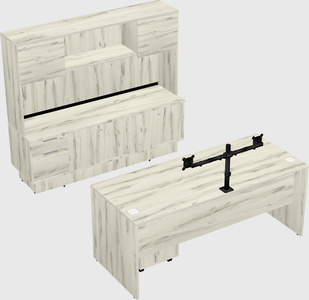 Parallel desk with low credenza