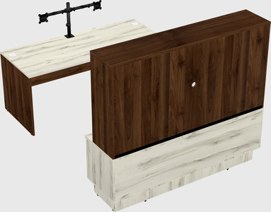 Parallel desk with low credenza