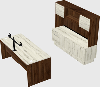Parallel desk with low credenza
