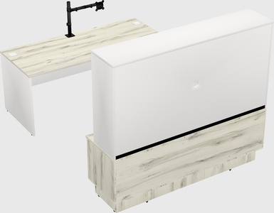 Parallel desk with low credenza