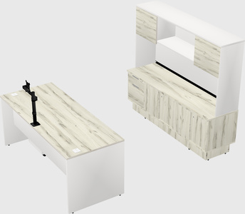 Parallel desk with low credenza