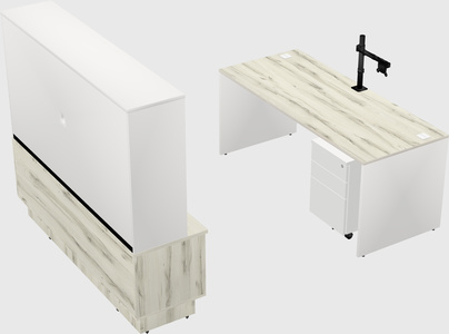 Parallel desk with low credenza