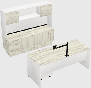 Parallel desk with low credenza