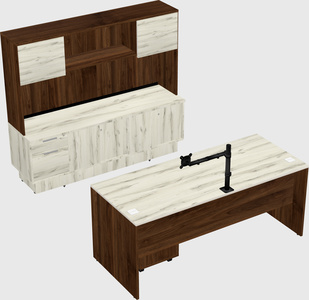 Parallel desk with low credenza