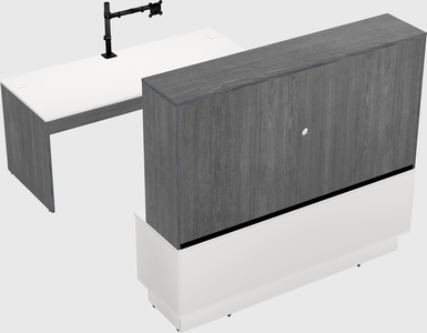 Parallel desk with low credenza