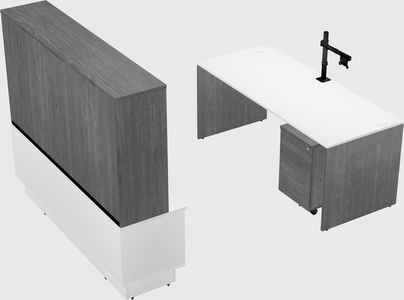 Parallel desk with low credenza