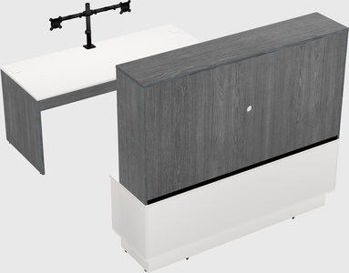 Parallel desk with low credenza