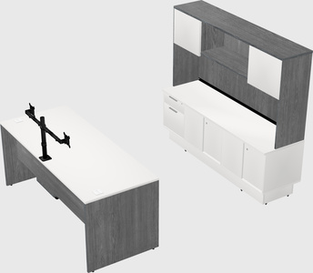 Parallel desk with low credenza