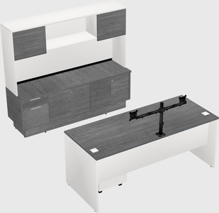 Parallel desk with low credenza