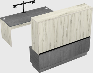 Parallel desk with low credenza