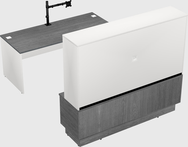 Parallel desk with low credenza