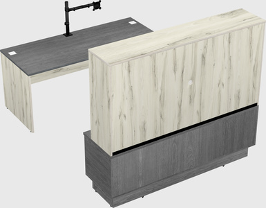 Parallel desk with low credenza