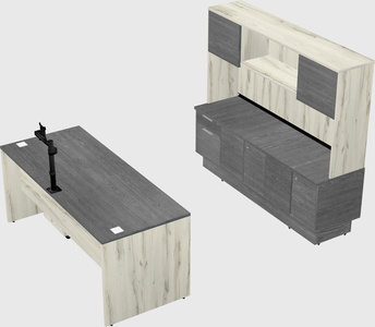 Parallel desk with low credenza