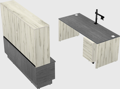 Parallel desk with low credenza