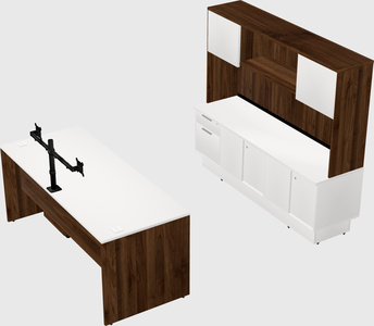 Parallel desk with low credenza