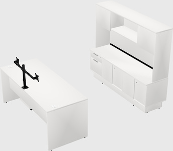 Parallel desk with low credenza