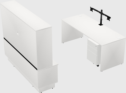 Parallel desk with low credenza