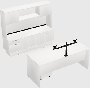 Parallel desk with low credenza
