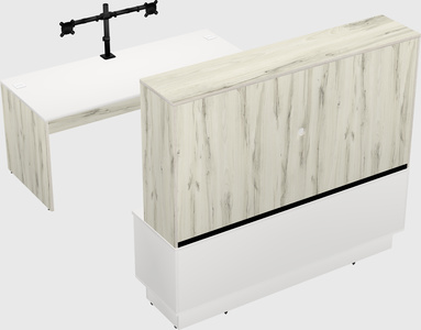 Parallel desk with low credenza