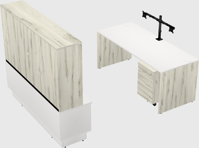 Parallel desk with low credenza