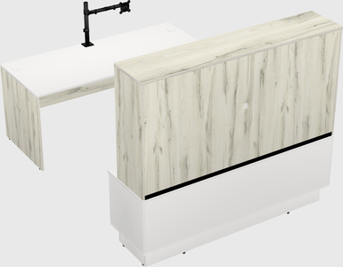 Parallel desk with low credenza
