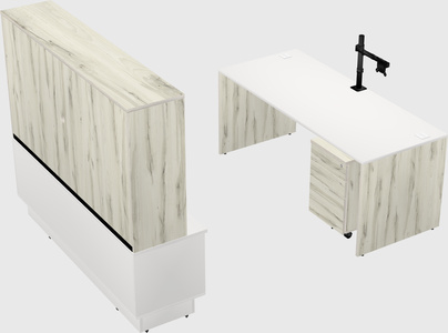 Parallel desk with low credenza