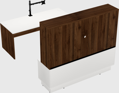 Parallel desk with low credenza