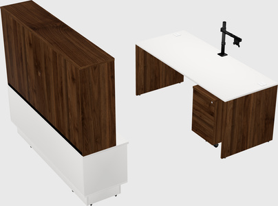 Parallel desk with low credenza