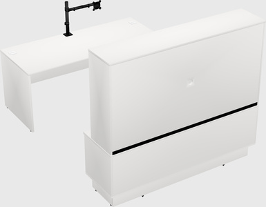 Parallel desk with low credenza