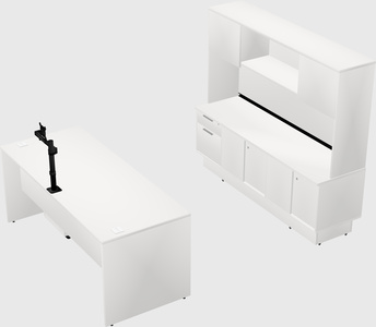 Parallel desk with low credenza