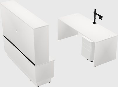 Parallel desk with low credenza