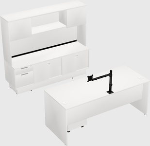 Parallel desk with low credenza