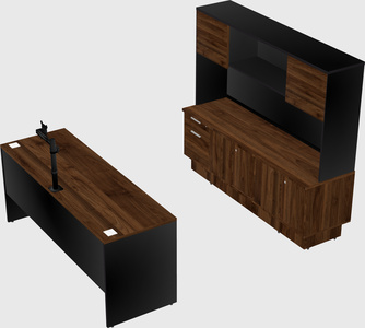 Parallel desk with low credenza